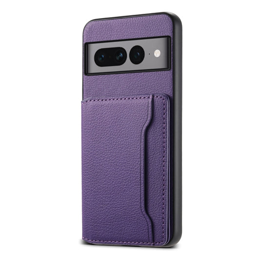 For Google Pixel 7 Pro 5G Calf Texture Card Bag Design Full Coverage Phone Case(Purple) by buy2fix