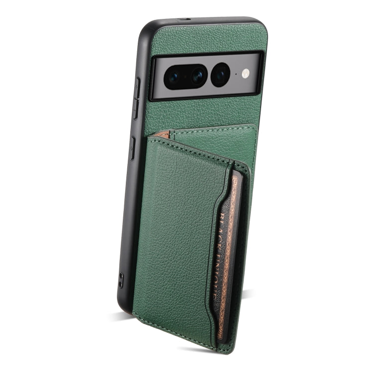 For Google Pixel 7 Pro 5G Calf Texture Card Bag Design Full Coverage Phone Case(Green) by buy2fix