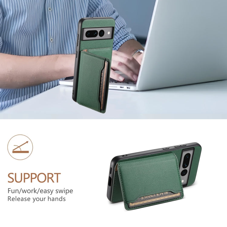 For Google Pixel 7 Pro 5G Calf Texture Card Bag Design Full Coverage Phone Case(Green) by buy2fix
