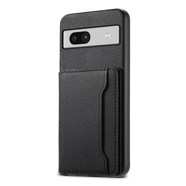For Google Pixel 7a Calf Texture Card Bag Design Full Coverage Phone Case(Black) by buy2fix