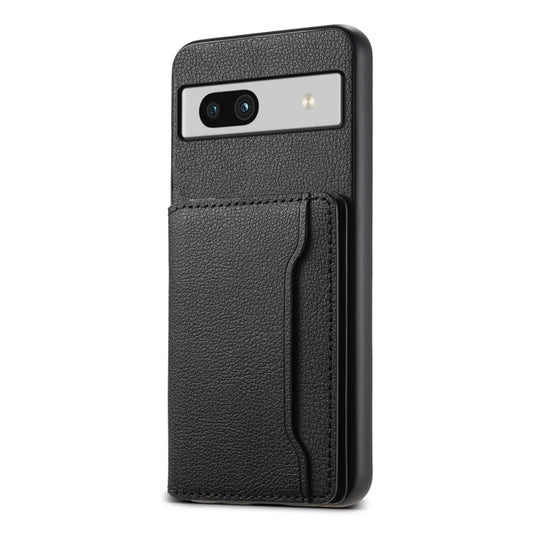 For Google Pixel 7a Calf Texture Card Bag Design Full Coverage Phone Case(Black) by buy2fix