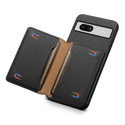For Google Pixel 7a Calf Texture Card Bag Design Full Coverage Phone Case(Black) by buy2fix