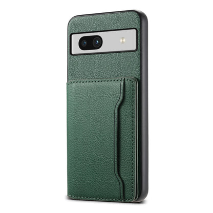 For Google Pixel 7a Calf Texture Card Bag Design Full Coverage Phone Case(Green) by buy2fix