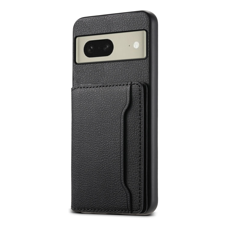 For Google Pixel 8 Calf Texture Card Bag Design Full Coverage Phone Case(Black) by buy2fix