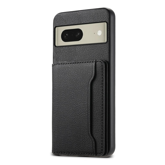 For Google Pixel 8 Calf Texture Card Bag Design Full Coverage Phone Case(Black) by buy2fix
