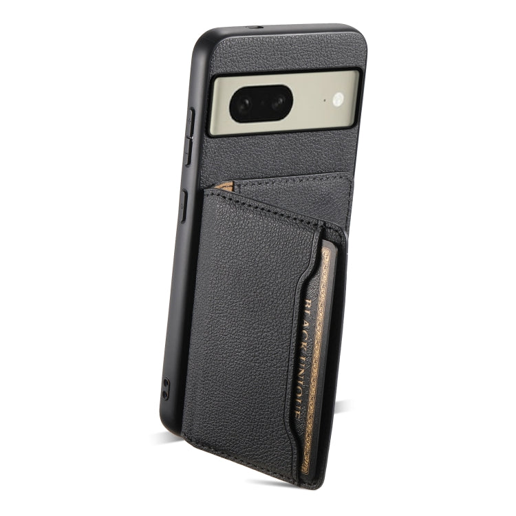 For Google Pixel 8 Calf Texture Card Bag Design Full Coverage Phone Case(Black) by buy2fix
