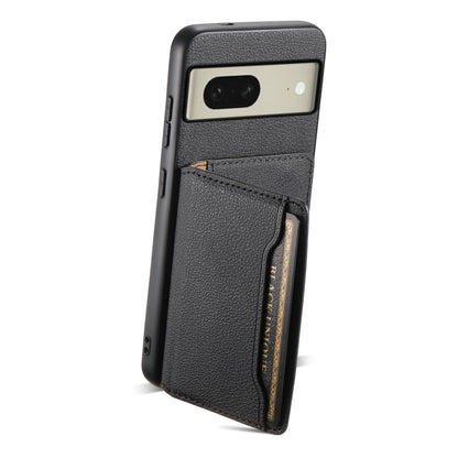 For Google Pixel 8 Calf Texture Card Bag Design Full Coverage Phone Case(Black) by buy2fix