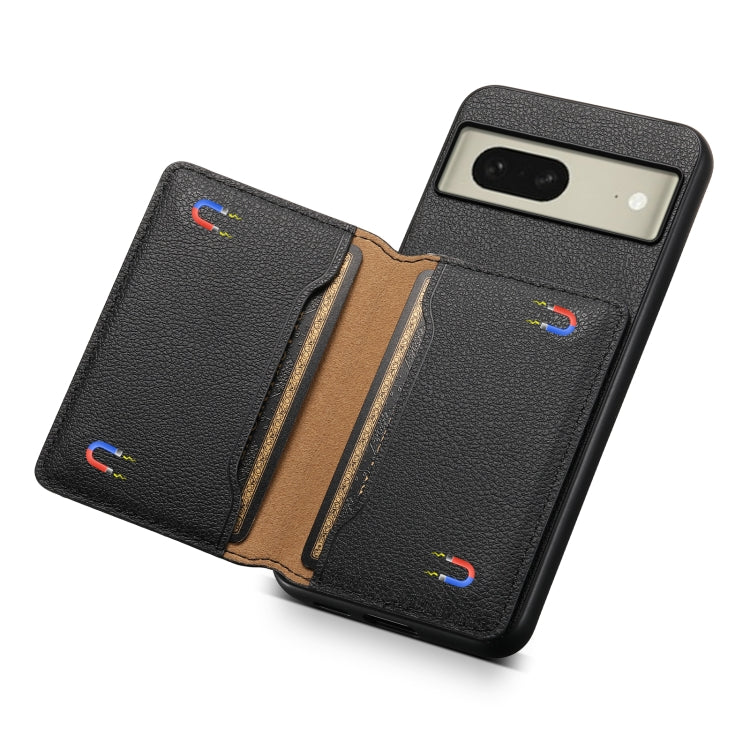 For Google Pixel 8 Calf Texture Card Bag Design Full Coverage Phone Case(Black) by buy2fix