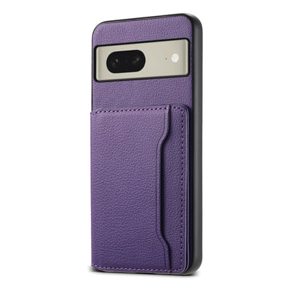 For Google Pixel 8 Calf Texture Card Bag Design Full Coverage Phone Case(Purple) by buy2fix