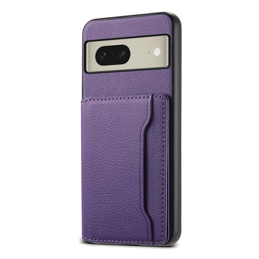 For Google Pixel 8 Calf Texture Card Bag Design Full Coverage Phone Case(Purple) by buy2fix