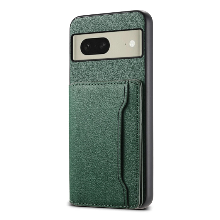 For Google Pixel 8 Calf Texture Card Bag Design Full Coverage Phone Case(Green) by buy2fix