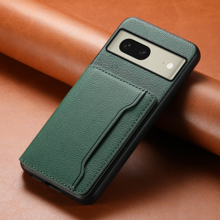 For Google Pixel 8 Calf Texture Card Bag Design Full Coverage Phone Case(Green) by buy2fix