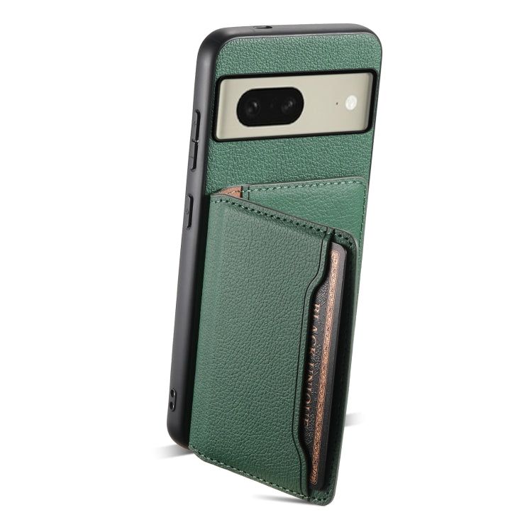For Google Pixel 8 Calf Texture Card Bag Design Full Coverage Phone Case(Green) by buy2fix