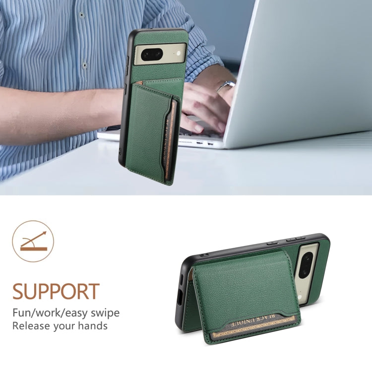 For Google Pixel 8 Calf Texture Card Bag Design Full Coverage Phone Case(Green) by buy2fix