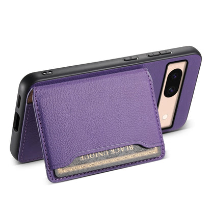 For Google Pixel 8a Calf Texture Card Bag Design Full Coverage Phone Case(Purple) by buy2fix