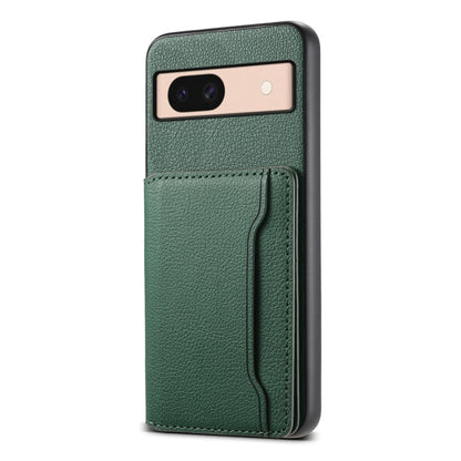 For Google Pixel 8a Calf Texture Card Bag Design Full Coverage Phone Case(Green) by buy2fix