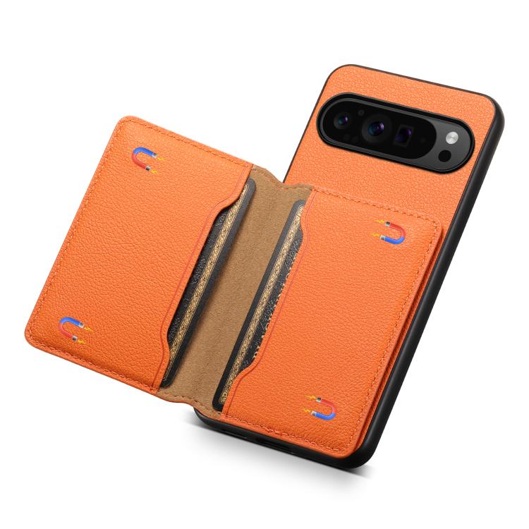 For Google Pixel 10 Pro / 10 Calf Texture Card Bag Design Full Coverage Phone Case(Orange) - Google Cases by buy2fix | Online Shopping UK | buy2fix