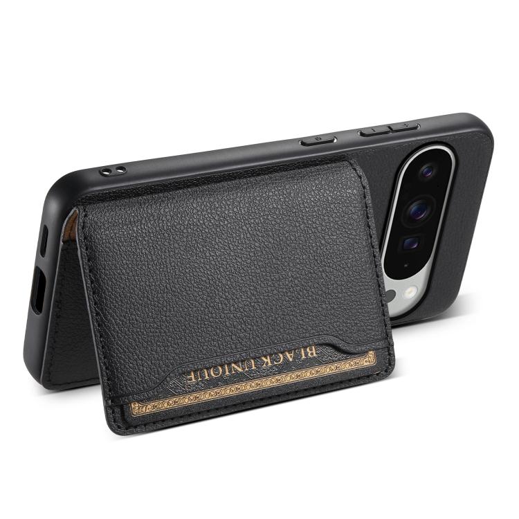 For Google Pixel 10 Pro XL Calf Texture Card Bag Design Full Coverage Phone Case(Black) - Google Cases by buy2fix | Online Shopping UK | buy2fix