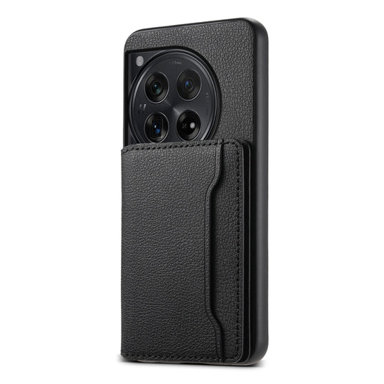 For OnePlus Ace 3 Calf Texture Card Bag Design Full Coverage Phone Case(Black)