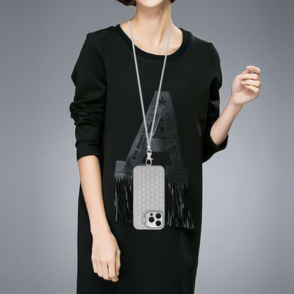 For iPhone 12 Pro Max Honeycomb Radiating Lens Holder Magsafe Phone Case with Lanyard(Grey) by buy2fix