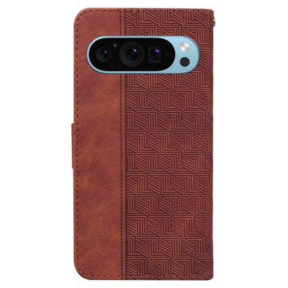 For Google Pixel 9 Geometric Embossed Leather Phone Case(Brown) by buy2fix