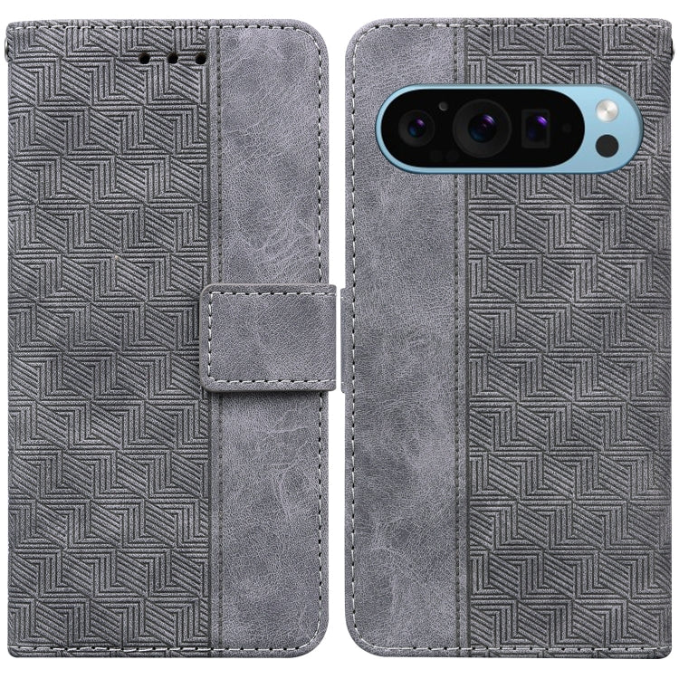 For Google Pixel 9 Geometric Embossed Leather Phone Case(Grey) by buy2fix