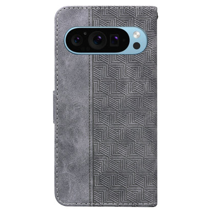 For Google Pixel 9 Geometric Embossed Leather Phone Case(Grey) by buy2fix