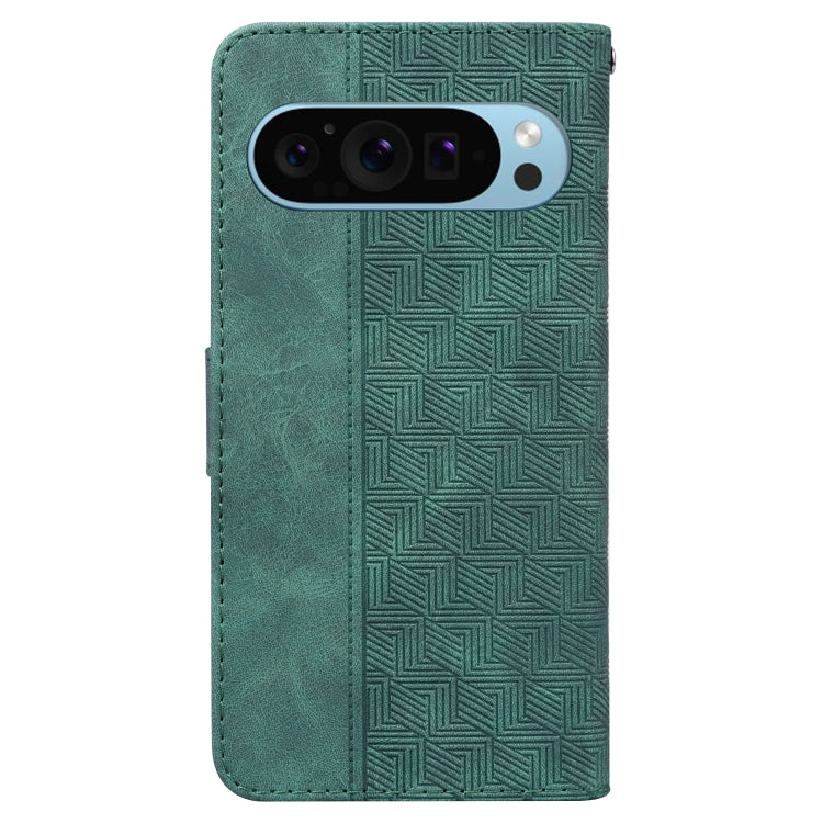 For Google Pixel 9 Geometric Embossed Leather Phone Case(Green) by buy2fix