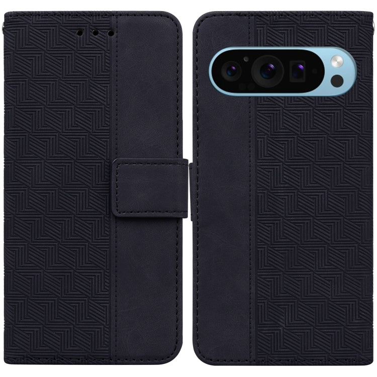 For Google Pixel 9 Geometric Embossed Leather Phone Case(Black) by buy2fix