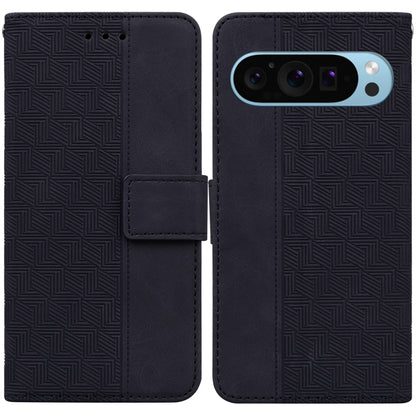 For Google Pixel 9 Geometric Embossed Leather Phone Case(Black) by buy2fix