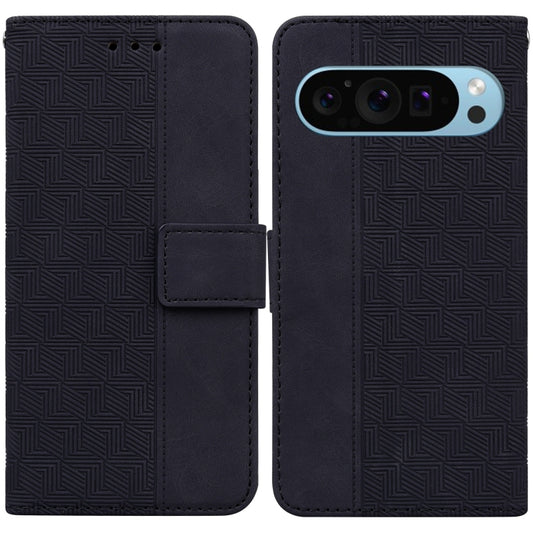 For Google Pixel 9 Geometric Embossed Leather Phone Case(Black) by buy2fix