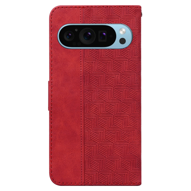 For Google Pixel 9 Geometric Embossed Leather Phone Case(Red) by buy2fix