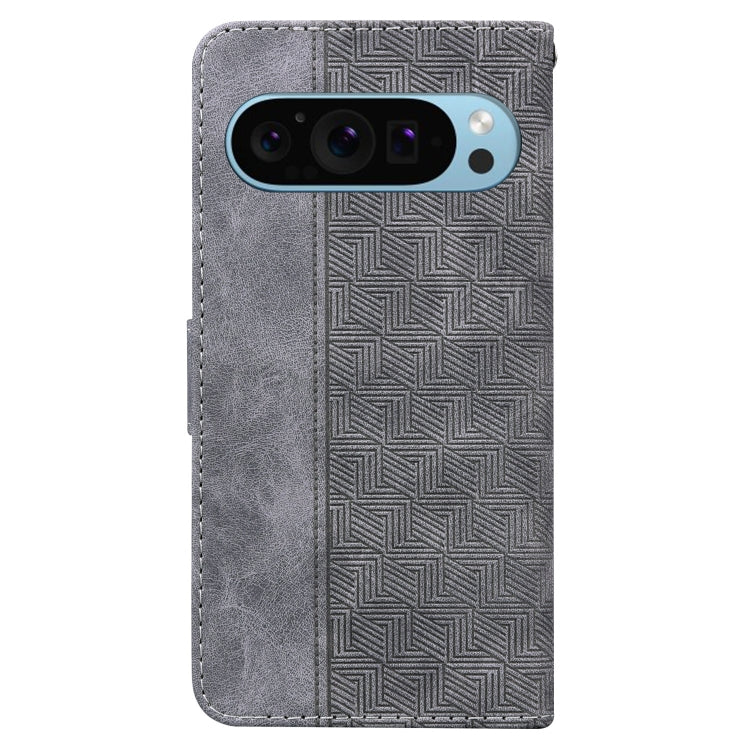 For Google Pixel 9 Pro 5G Geometric Embossed Leather Phone Case(Grey) by buy2fix