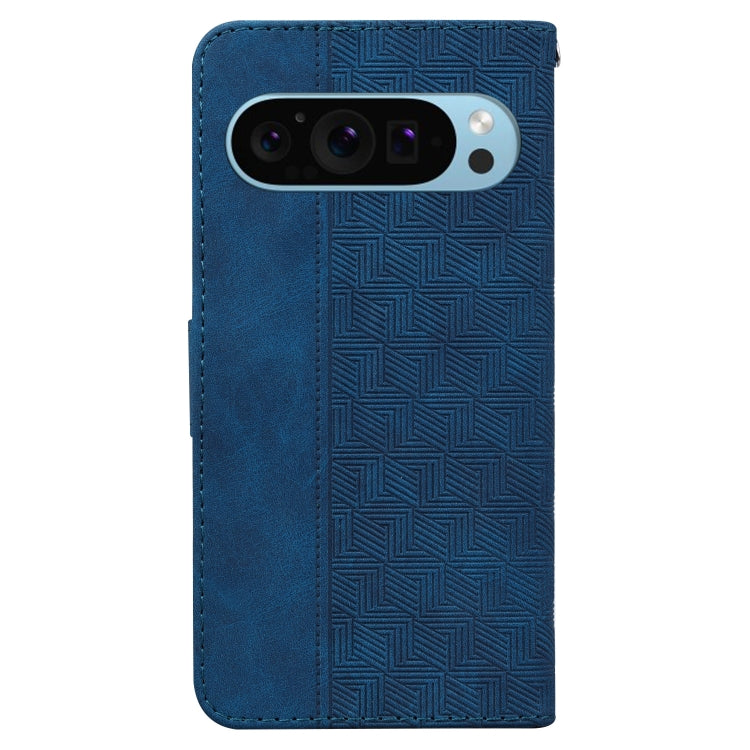 For Google Pixel 9 Pro 5G Geometric Embossed Leather Phone Case(Blue) by buy2fix