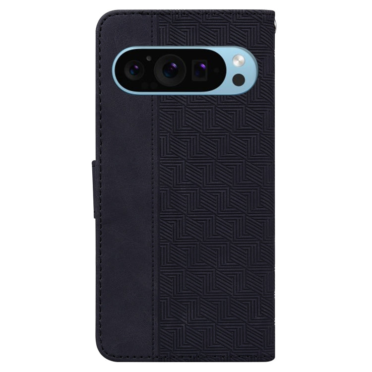 For Google Pixel 9 Pro 5G Geometric Embossed Leather Phone Case(Black) by buy2fix