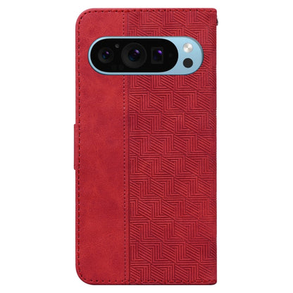 For Google Pixel 9 Pro 5G Geometric Embossed Leather Phone Case(Red) by buy2fix