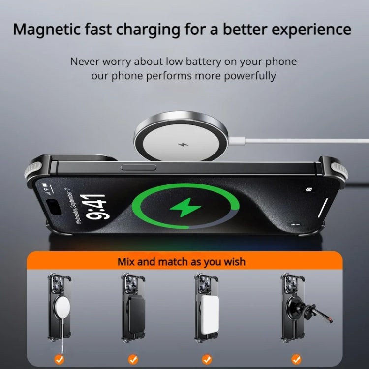 For iPhone 15 MagSafe Magnetic Frameless Holder Phone Case(Black) by buy2fix