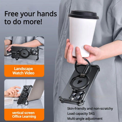 For iPhone 15 Plus MagSafe Magnetic Frameless Holder Phone Case(Black) by buy2fix