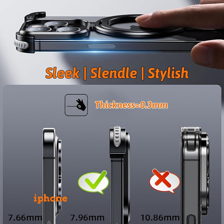 For iPhone 15 Plus MagSafe Magnetic Frameless Holder Phone Case(Black) by buy2fix