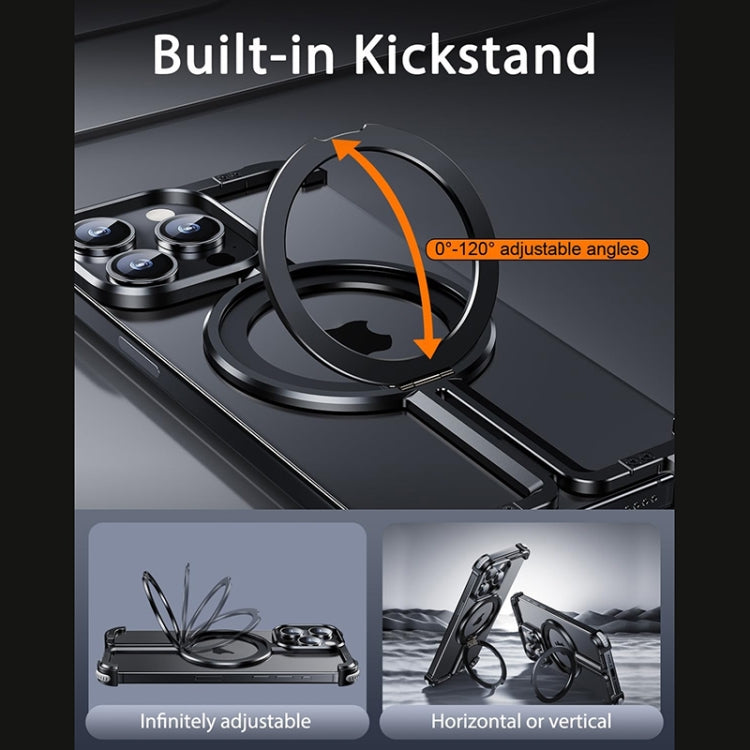 For iPhone 15 Plus MagSafe Magnetic Frameless Holder Phone Case(Black) by buy2fix