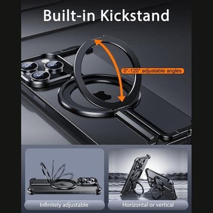For iPhone 15 Plus MagSafe Magnetic Frameless Holder Phone Case(Black) by buy2fix
