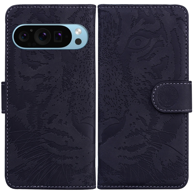 For Google Pixel 9 Tiger Embossing Pattern Flip Leather Phone Case(Black) by buy2fix