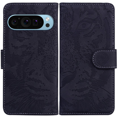 For Google Pixel 9 Tiger Embossing Pattern Flip Leather Phone Case(Black) by buy2fix