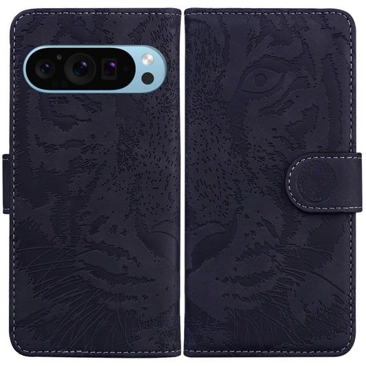 For Google Pixel 9 Tiger Embossing Pattern Flip Leather Phone Case(Black) by buy2fix