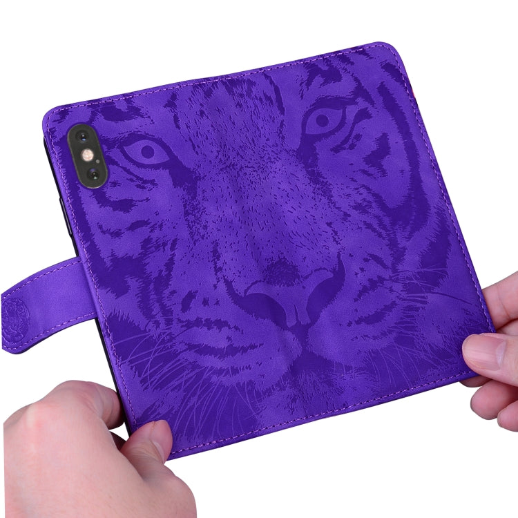 For Google Pixel 9 Tiger Embossing Pattern Flip Leather Phone Case(Purple) by buy2fix