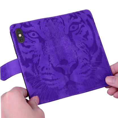 For Google Pixel 9 Tiger Embossing Pattern Flip Leather Phone Case(Purple) by buy2fix
