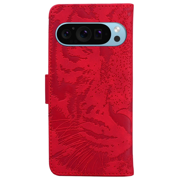 For Google Pixel 9 Pro 5G Tiger Embossing Pattern Flip Leather Phone Case(Red) by buy2fix