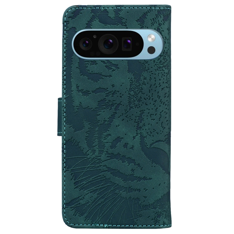 For Google Pixel 9 Pro 5G Tiger Embossing Pattern Flip Leather Phone Case(Green) by buy2fix