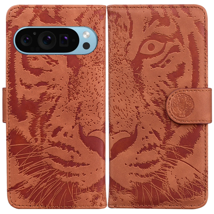 For Google Pixel 9 Pro 5G Tiger Embossing Pattern Flip Leather Phone Case(Brown) by buy2fix