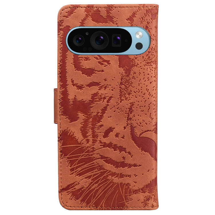 For Google Pixel 9 Pro 5G Tiger Embossing Pattern Flip Leather Phone Case(Brown) by buy2fix